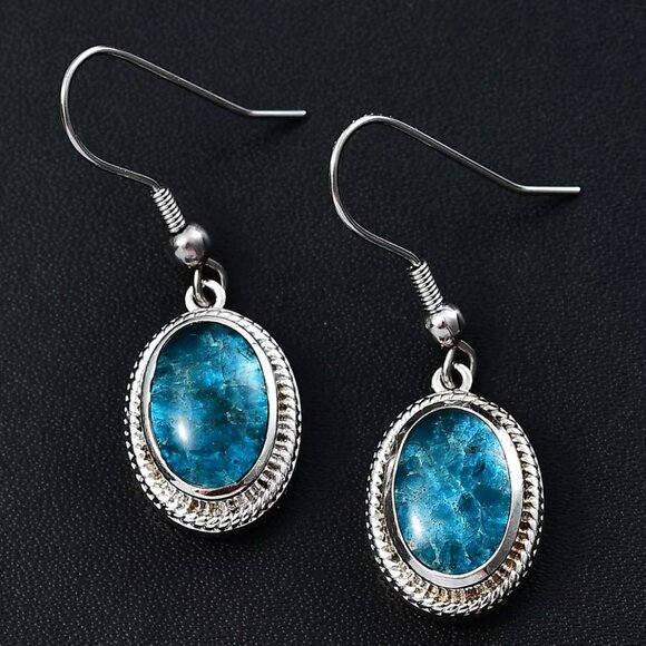 Matrix Neon Apatite Dangle Earrings - Picture 1 of 7